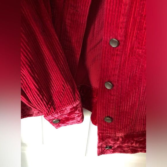J. Jill Red Corduroy Velvet Trim Jacket 100% cotton Size XS P - Picture 4 of 8